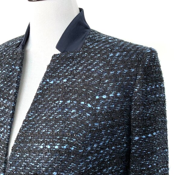Elie Tahari Tori Blue Metallic Tweed Blazer Sz 10 - Picture 9 of 16
